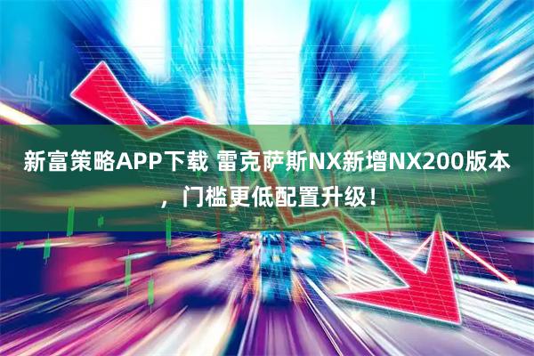 新富策略APP下载 雷克萨斯NX新增NX200版本，门槛更低配置升级！